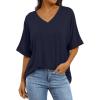 imageANRABESS Womens Oversized T Shirts Short Sleeve V Neck Summer Tops Casual Loose Basic Plain Tee Shirts 2025 Clothes OutfitsNavy