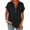 imageANRABESS Womens Short Sleeve Henley Tops V Neck Dressy Casual Loose Fit Shirts Summer Flowy Blouses 2025 Trendy ClothesBlack