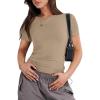imageANRABESS Womens Short Sleeve Summer T Shirts Crew Neck Slim Fit Basic Tees 2025 Crop Tops Y2k Clothes OutfitsKhaki