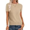 imageANRABESS Womens Short Sleeve Sweaters Wool Blend Crew Neck Sweater Shirts Business Casual Work Tops 2025 Summer OutfitsSand Khaki