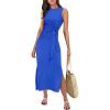 imageANRABESS Womens Summer Casual Sleeveless T Shirt Midi Dress Slim Fit Tie Waist Split Tank Long Dresses 2025 Vacation SundressRoyal Blue