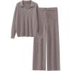 imageANRABESS Womens Two Piece Outfits Sweater Sets Waffle Knit Pullover Wide Leg Pants Tracksuit Sweatsuits Matching Lounge SetCamel