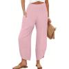 imageANRABESS Womens Wide Leg Palazzo Capri Pants 2025 Summer Casual Loose High Waisted Lounge Flowy Cropped Beach Work TrousersPink