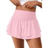 imageANRABESS Womens Workout Running Shorts 2 in 1 Flowy High Waisted Athletic Loose Short 2025 Cute Tennis Skorts with a PocketPink