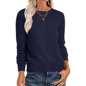 imageANRABESS Sweaters for Women Long Sleeve Lightweight Crewneck Soft Basic Knit 2025 Fall Loose Fit Pullover TopsNavy