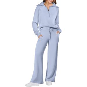 imageANRABESS Women 2 Piece Outfits Sweatsuit Oversized Sweatshirt Sweatpants Tracksuit Sweat Lounge Matching Set 2025 Fall TrendyDusty Blue