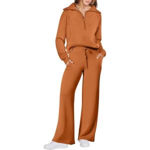 imageANRABESS Women 2 Piece Outfits Sweatsuit Oversized Sweatshirt Sweatpants Tracksuit Sweat Lounge Matching Set 2025 Fall TrendyPumpkin