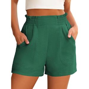 imageANRABESS Women Summer Casual Shorts Elastic High Waisted Wide Leg Cute Dressy Beach Shorts 2025 Fashion Vacation OutfitsGreen