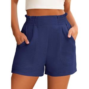 imageANRABESS Women Summer Casual Shorts Elastic High Waisted Wide Leg Cute Dressy Beach Shorts 2025 Fashion Vacation OutfitsNavy Blue