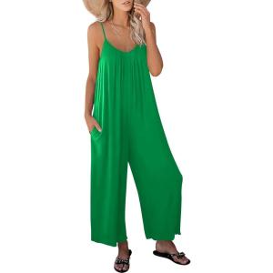 imageANRABESS Women Summer Casual Sleeveless Spaghetti Strap Boho Wide Leg Jumpsuits Rompers Dressy 2025 Trendy Outfits ClothesGrass