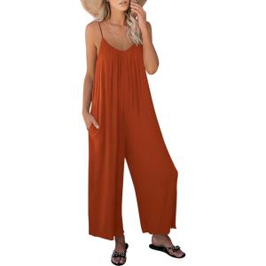 imageANRABESS Women Summer Casual Sleeveless Spaghetti Strap Boho Wide Leg Jumpsuits Rompers Dressy 2025 Trendy Outfits ClothesRust