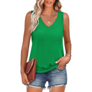 imageANRABESS Women Tank Tops Summer V Neck Sleeveless Casual Loose Fit Cute Cami Basic T Shirts Solid Tees 2025 Trendy OutfitsGreen