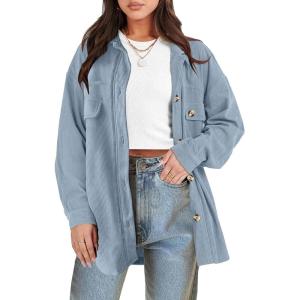 imageANRABESS Womens Corduroy Shacket Button Down Shirts Oversized Long Sleeve Casual Cardigan Jacket 2025 Fall Fashion ClothesGrey Blue