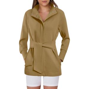 imageANRABESS Womens Jacket Belted Long Sleeve Wrap Trench Coat 2025 Fall Winter Casual Dressy Travel Outerwear with PocketsCamel