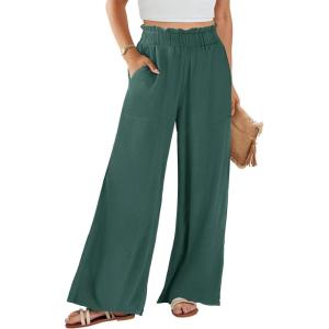 imageANRABESS Womens Linen Pants 2025 Summer Casual Loose Wide Leg Palazzo Pants High Waist Flowy Beach Trousers Work OutfitsGreen