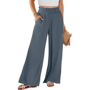 imageANRABESS Womens Linen Pants 2025 Summer Casual Loose Wide Leg Palazzo Pants High Waist Flowy Beach Trousers Work OutfitsGrey Blue