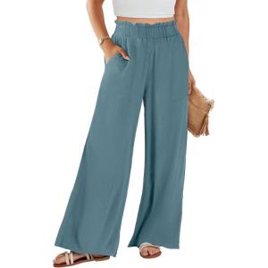 imageANRABESS Womens Linen Pants 2025 Summer Casual Loose Wide Leg Palazzo Pants High Waist Flowy Beach Trousers Work OutfitsLake