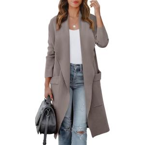 imageANRABESS Womens Long Cardigan Sweater 2025 Fall Fashion Casual Oversized Knit Open Front Coatigan Jacket Coat OutfitsGrey Khaki