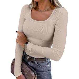 imageANRABESS Womens Long Sleeve Tops Casual Scoop Neck Ribbed Knit TShirt Slim Fitted Basic Tee Shirts 2025 Fall Trendy ClothesBeige