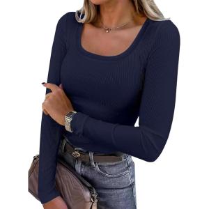 imageANRABESS Womens Long Sleeve Tops Casual Scoop Neck Ribbed Knit TShirt Slim Fitted Basic Tee Shirts 2025 Fall Trendy ClothesNavy Blue