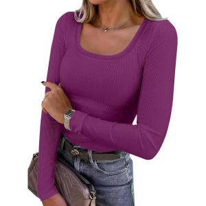 imageANRABESS Womens Long Sleeve Tops Casual Scoop Neck Ribbed Knit TShirt Slim Fitted Basic Tee Shirts 2025 Fall Trendy ClothesPurple