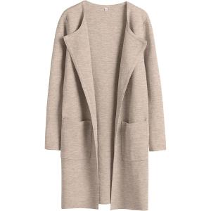 imageANRABESS Womens Open Front Knit Lightweight Cardigan Casual Long Coatigan Sweater Lady Jacket Coat 2025 Fall OuterwearApricort