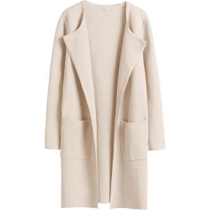 imageANRABESS Womens Open Front Knit Lightweight Cardigan Casual Long Coatigan Sweater Lady Jacket Coat 2025 Fall OuterwearBeige