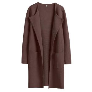 imageANRABESS Womens Open Front Knit Lightweight Cardigan Casual Long Coatigan Sweater Lady Jacket Coat 2025 Fall OuterwearBrown