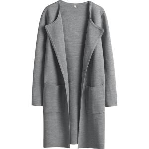 imageANRABESS Womens Open Front Knit Lightweight Cardigan Casual Long Coatigan Sweater Lady Jacket Coat 2025 Fall OuterwearDeep Grey
