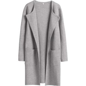 imageANRABESS Womens Open Front Knit Lightweight Cardigan Casual Long Coatigan Sweater Lady Jacket Coat 2025 Fall OuterwearGray