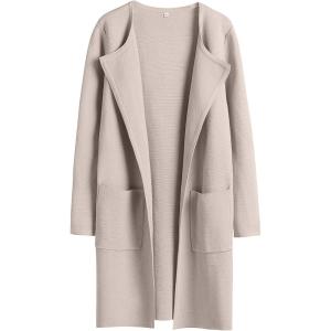 imageANRABESS Womens Open Front Knit Lightweight Cardigan Casual Long Coatigan Sweater Lady Jacket Coat 2025 Fall OuterwearGray Apricort