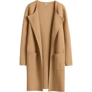 imageANRABESS Womens Open Front Knit Lightweight Cardigan Casual Long Coatigan Sweater Lady Jacket Coat 2025 Fall OuterwearLight Brown