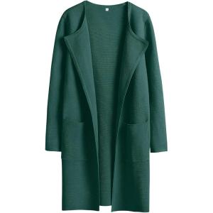 imageANRABESS Womens Open Front Knit Lightweight Cardigan Casual Long Coatigan Sweater Lady Jacket Coat 2025 Fall OuterwearOpal Green