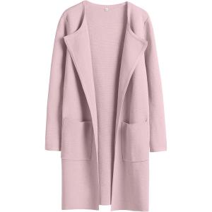imageANRABESS Womens Open Front Knit Lightweight Cardigan Casual Long Coatigan Sweater Lady Jacket Coat 2025 Fall OuterwearPink