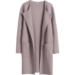 imageANRABESS Womens Open Front Knit Lightweight Cardigan Casual Long Coatigan Sweater Lady Jacket Coat 2025 Fall OuterwearPink Apricot
