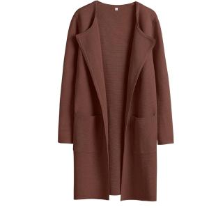 imageANRABESS Womens Open Front Knit Lightweight Cardigan Casual Long Coatigan Sweater Lady Jacket Coat 2025 Fall OuterwearRed Brown