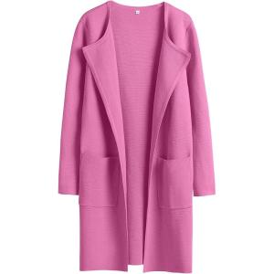 imageANRABESS Womens Open Front Knit Lightweight Cardigan Casual Long Coatigan Sweater Lady Jacket Coat 2025 Fall OuterwearRose