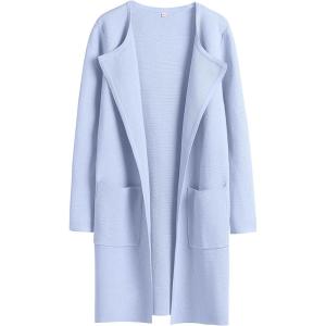 imageANRABESS Womens Open Front Knit Lightweight Cardigan Casual Long Coatigan Sweater Lady Jacket Coat 2025 Fall OuterwearSky Blue