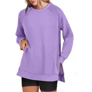 imageANRABESS Womens Oversized Sweatshirts Crewneck Long Sleeve Tunic Pullover Shirts Side Zipper Hoodies 2025 Fall ClothesPurple