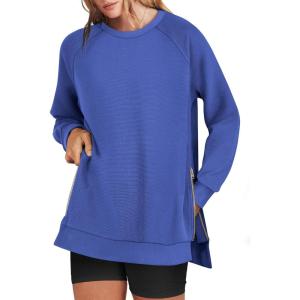 imageANRABESS Womens Oversized Sweatshirts Crewneck Long Sleeve Tunic Pullover Shirts Side Zipper Hoodies 2025 Fall ClothesRoyal Blue