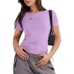 imageANRABESS Womens Short Sleeve Summer T Shirts Crew Neck Slim Fit Basic Tees 2025 Crop Tops Y2k Clothes OutfitsPurple