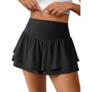 imageANRABESS Womens Workout Running Shorts 2 in 1 Flowy High Waisted Athletic Loose Short 2025 Cute Tennis Skorts with a PocketBlack