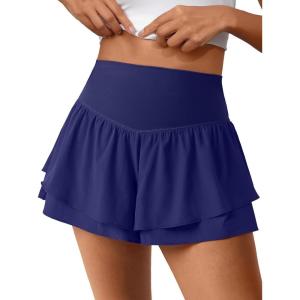 imageANRABESS Womens Workout Running Shorts 2 in 1 Flowy High Waisted Athletic Loose Short 2025 Cute Tennis Skorts with a PocketNavy Blue