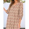 imageANRABESS Boho Maxi Dresses for Women Summer Puff Sleeve V Neck Flowy Long Casual Dress with Pockets 2025 Vacation OutfitsFloral Apricot Red