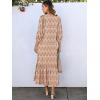 imageANRABESS Boho Maxi Dresses for Women Summer Puff Sleeve V Neck Flowy Long Casual Dress with Pockets 2025 Vacation OutfitsFloral Apricot Red