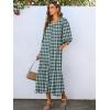 imageANRABESS Boho Maxi Dresses for Women Summer Puff Sleeve V Neck Flowy Long Casual Dress with Pockets 2025 Vacation OutfitsFloral Dark Green