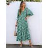 imageANRABESS Boho Maxi Dresses for Women Summer Puff Sleeve V Neck Flowy Long Casual Dress with Pockets 2025 Vacation OutfitsFloral Green