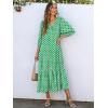 imageANRABESS Boho Maxi Dresses for Women Summer Puff Sleeve V Neck Flowy Long Casual Dress with Pockets 2025 Vacation OutfitsFloral Light Green