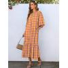 imageANRABESS Boho Maxi Dresses for Women Summer Puff Sleeve V Neck Flowy Long Casual Dress with Pockets 2025 Vacation OutfitsFloral Purple Yellow