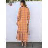 imageANRABESS Boho Maxi Dresses for Women Summer Puff Sleeve V Neck Flowy Long Casual Dress with Pockets 2025 Vacation OutfitsFloral Purple Yellow